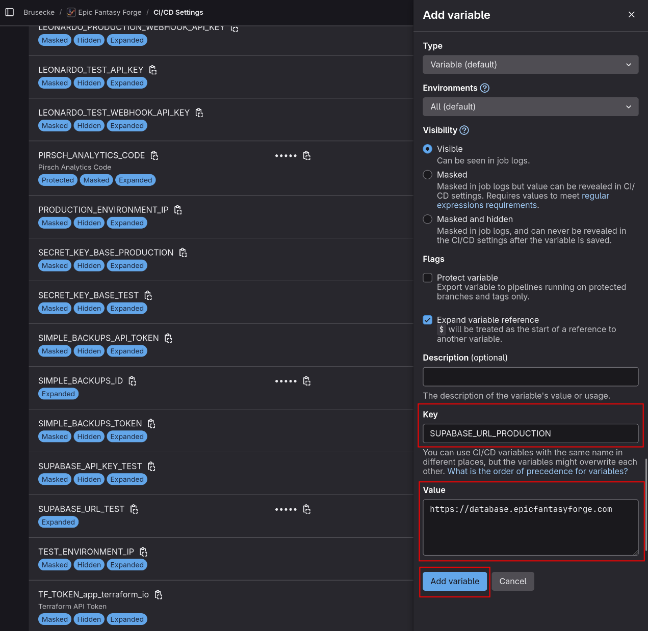 Supabase CI Variables 3