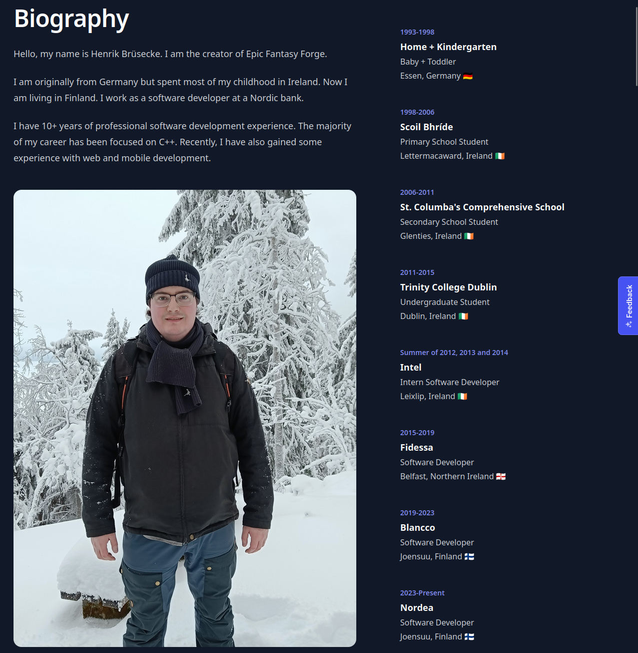 About Biography Section