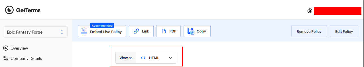 GetTerms HTML
