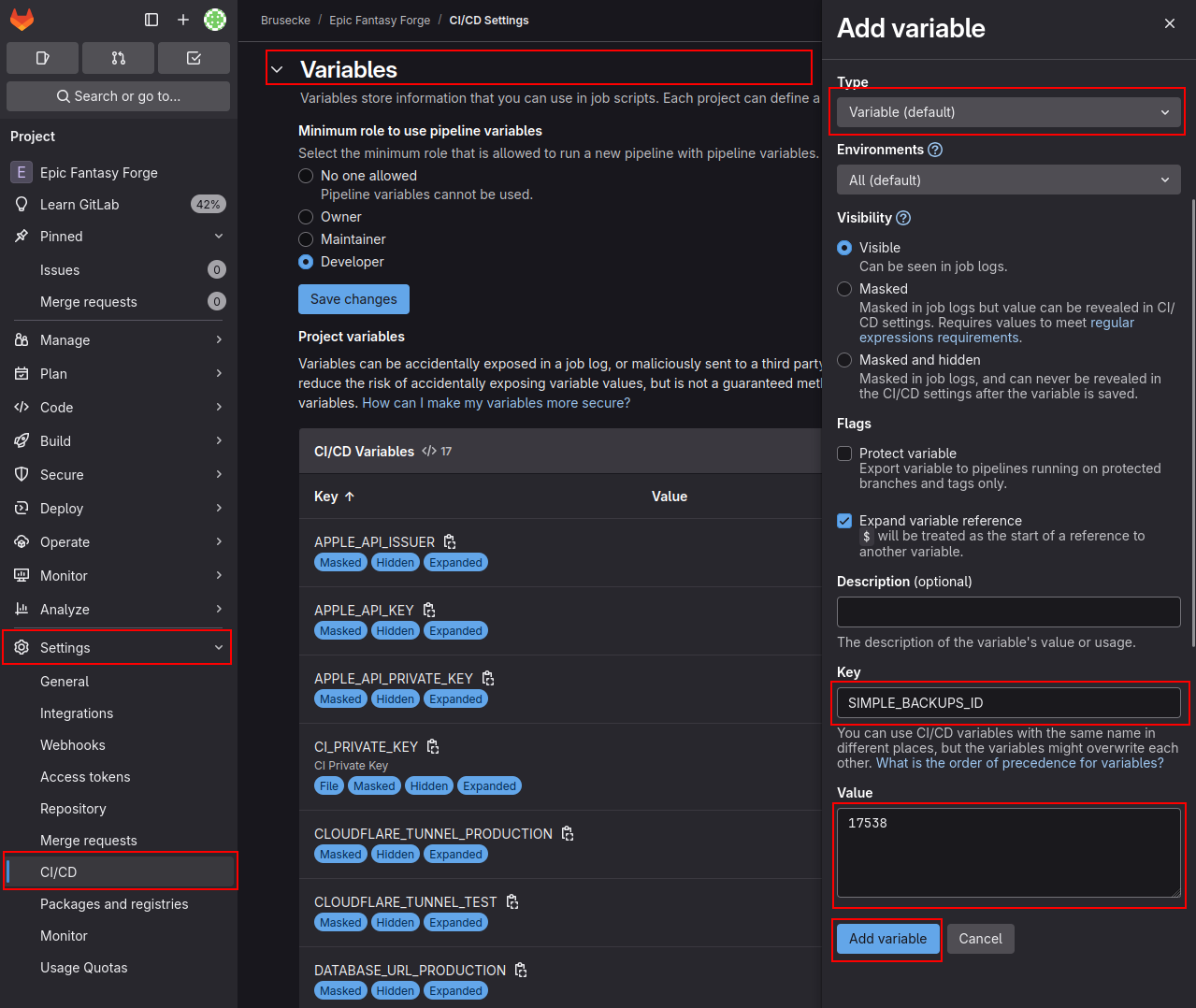 CI Simple Backups Token 4