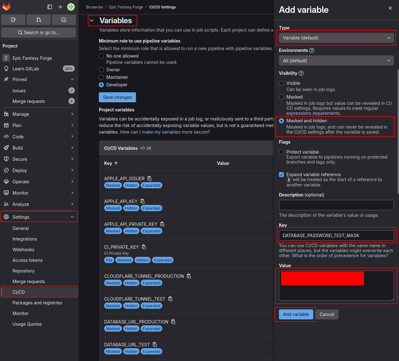 Mask Database Password