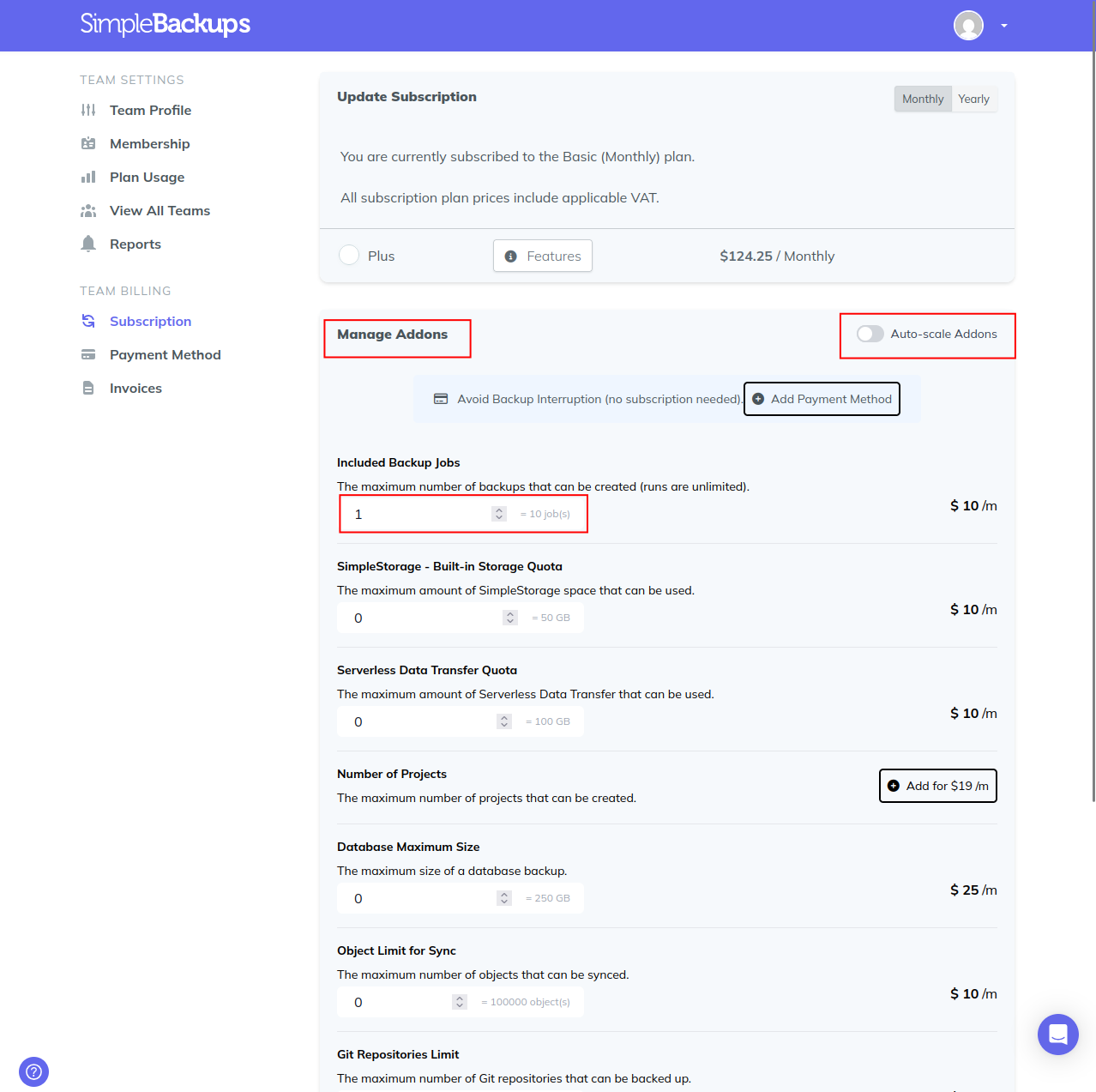 Simple Backups Subscription 2