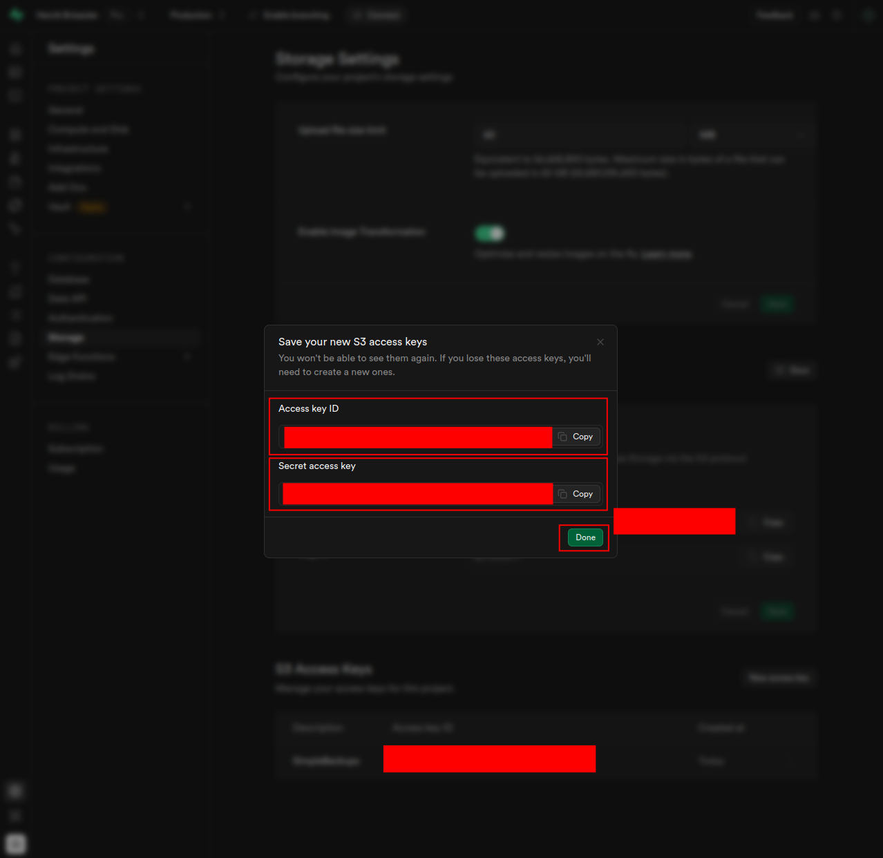 Supabase Access Key 3